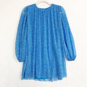 Aritzia Wilfred Daydreamer Pleated Chiffon Mini Dress Blue Floral Sz XS